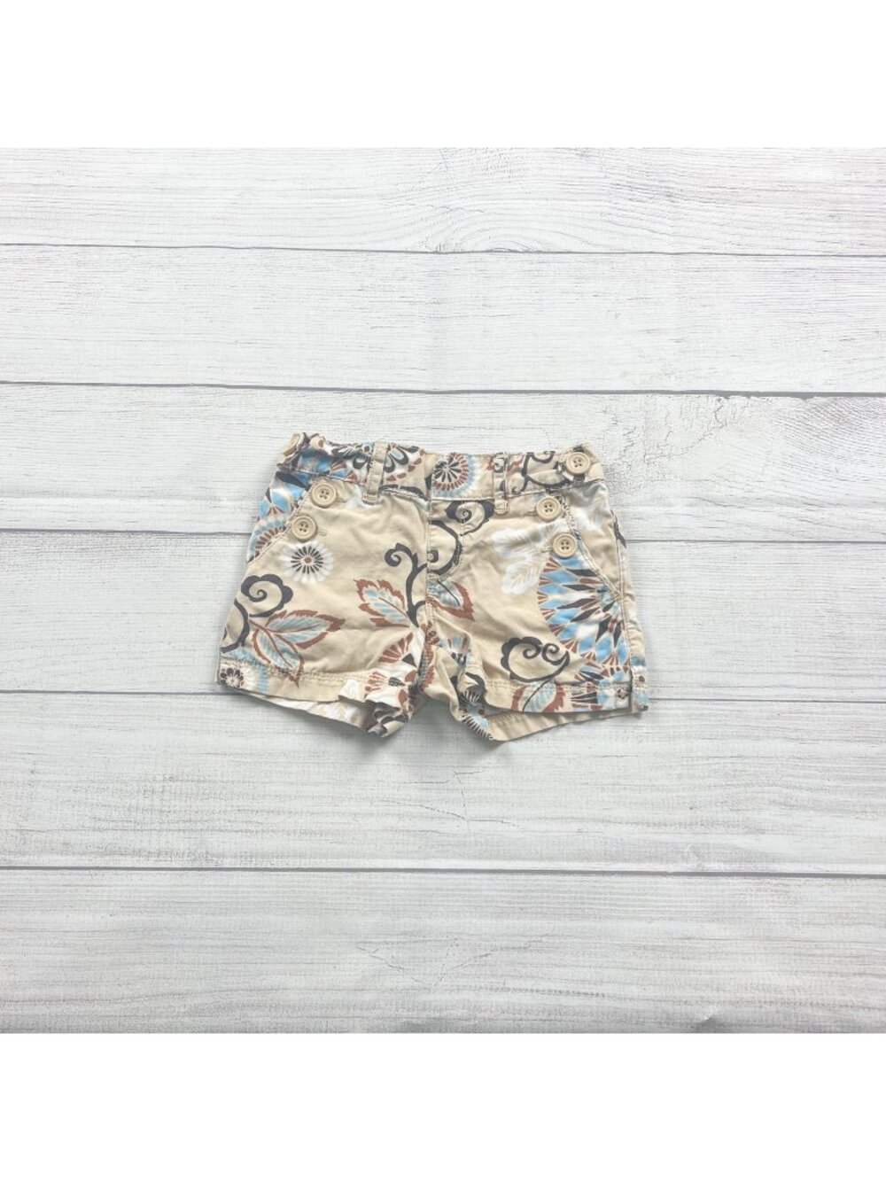 Baby Gap Toddler Girls Floral Button Pocket Shorts Beige Multicolor 4T